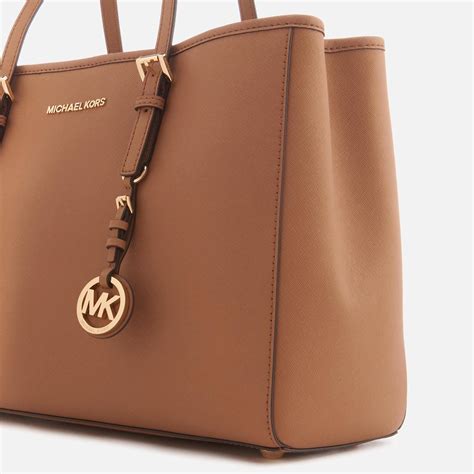 michael kors jet set large leather pocket tote bag|Michael Kors travel tote large.